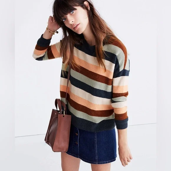 Madewell Sweaters Madewell Pullover Sweater In Elmwood Stripe Size Medium Poshmark